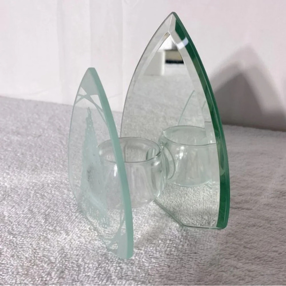 Vintage Glass Mirror Candle Holder Christmas Tree Festive Winter Decor - Picture 4 of 16